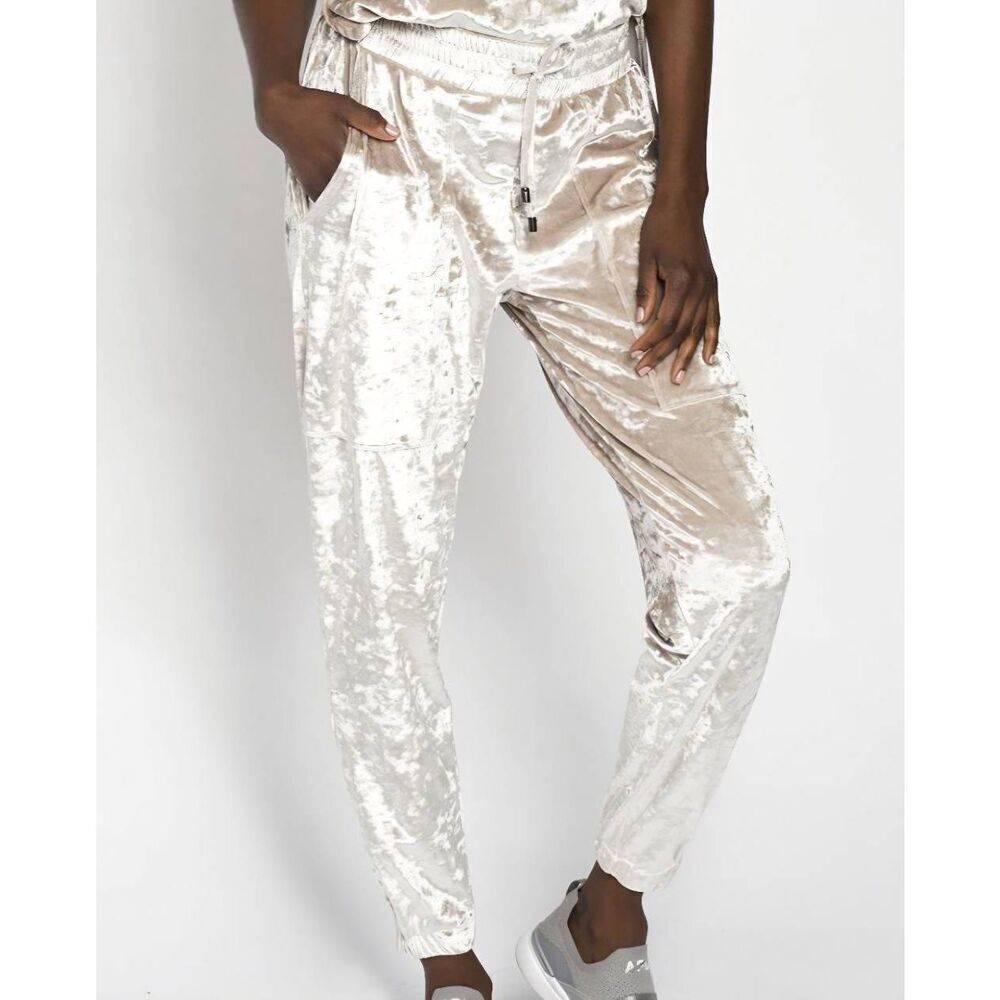 Heroine Sport Pants Women's XS Beige Curshed Velvet Jogger Lounge Soft Comfort
